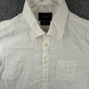 Faconnable Button Up Shirt Long Sleeve Men Cotton White Trend XL Woven Adult